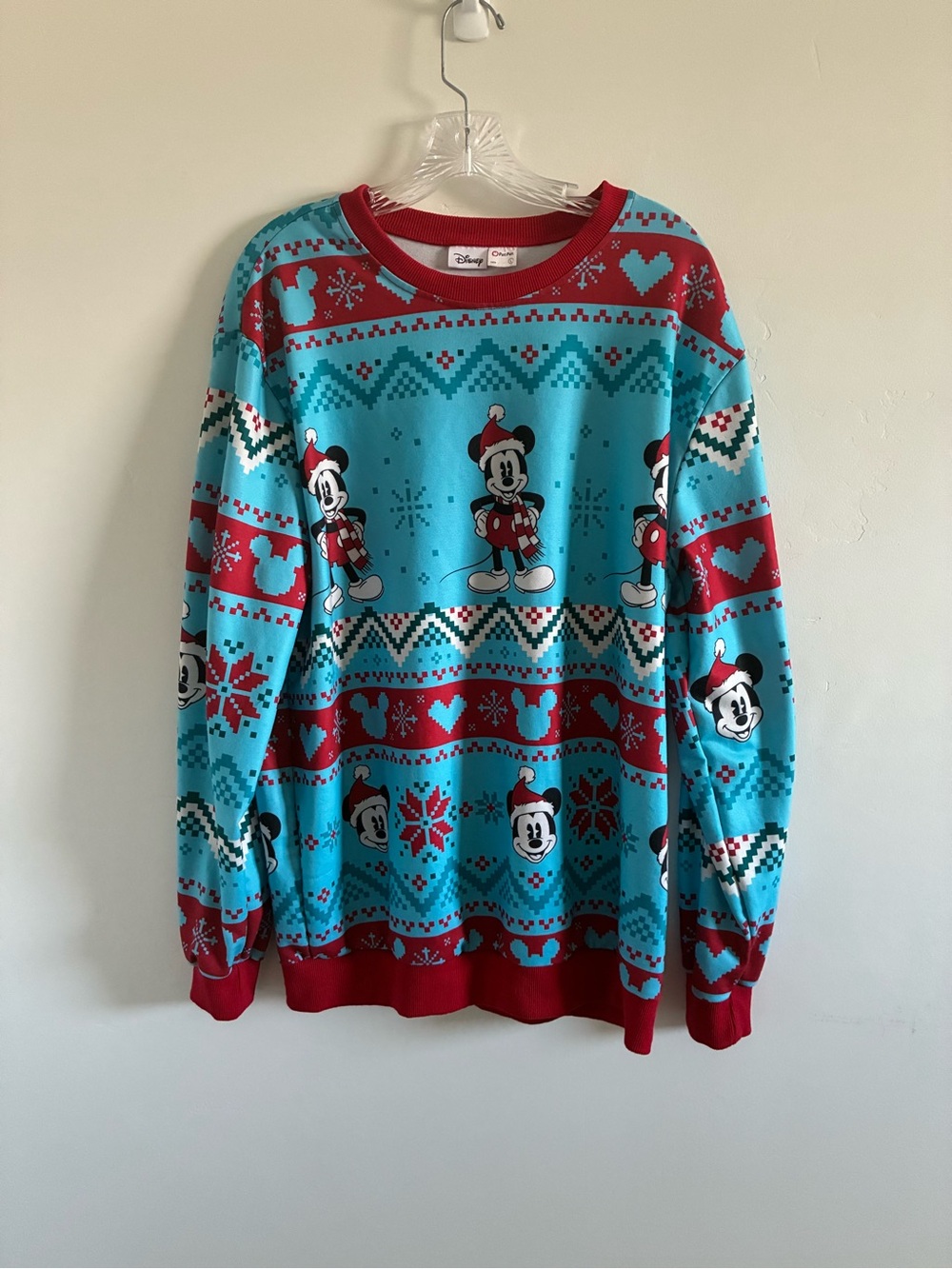Disney Mickey Mouse Blue & Red Holiday Sweater - Men's size large